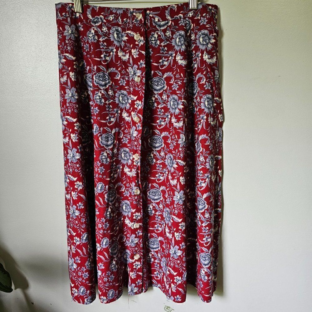 NEVER WORN FLORAL BUTTON DOWN MAXI SKIRT ELASTIC BACK SIZE 16 / L-XL